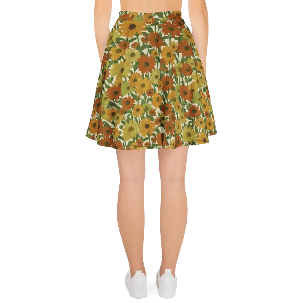 Autumn Sunflower Symphony on Skater Skirt — Back