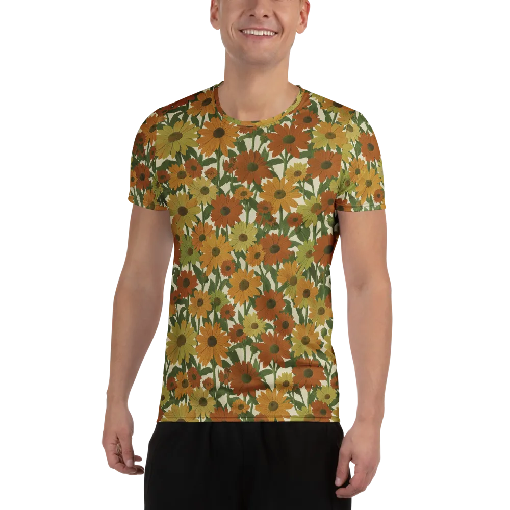 Autumn Sunflower Symphony on Men's Athletic T-Shirt — Front