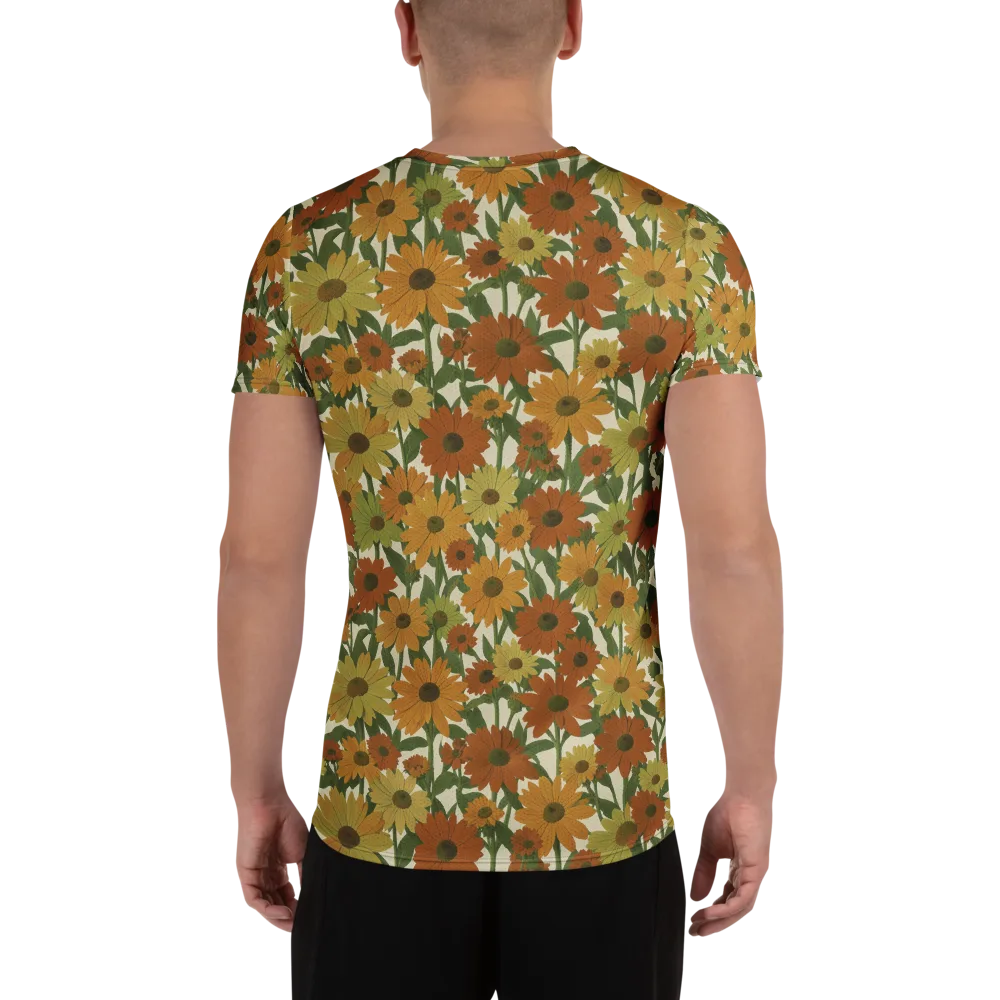 Autumn Sunflower Symphony on Men's Athletic T-Shirt — Back