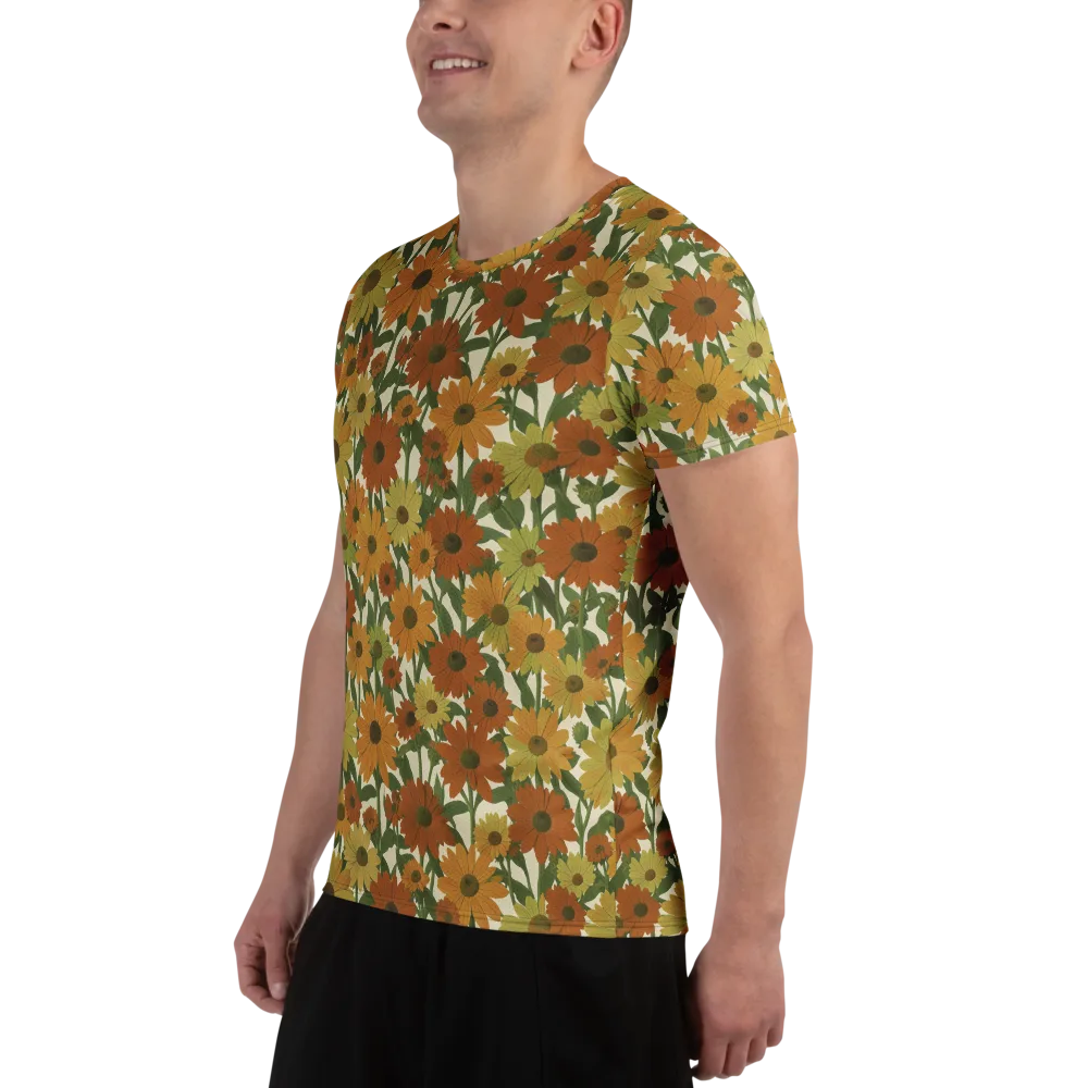 Autumn Sunflower Symphony on Men's Athletic T-Shirt — Left