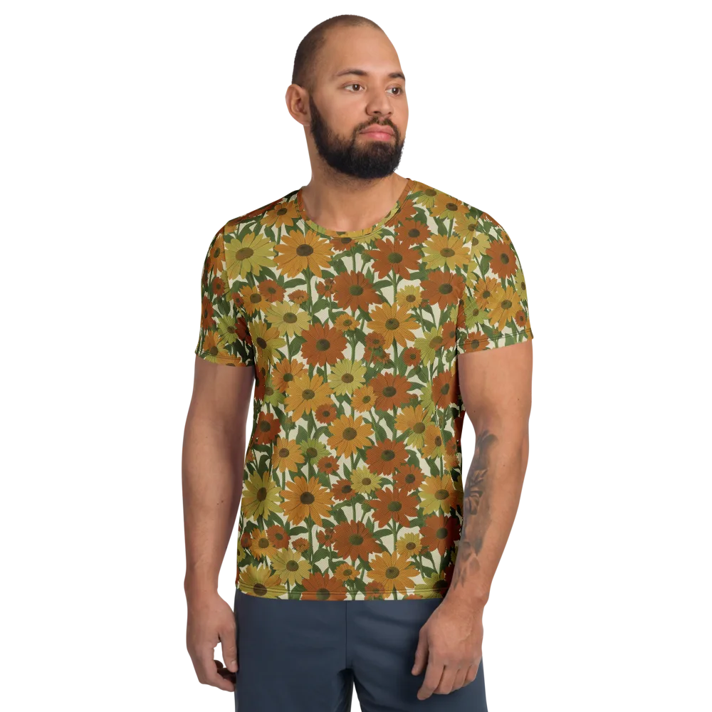 Autumn Sunflower Symphony on Men's Athletic T-Shirt — Front