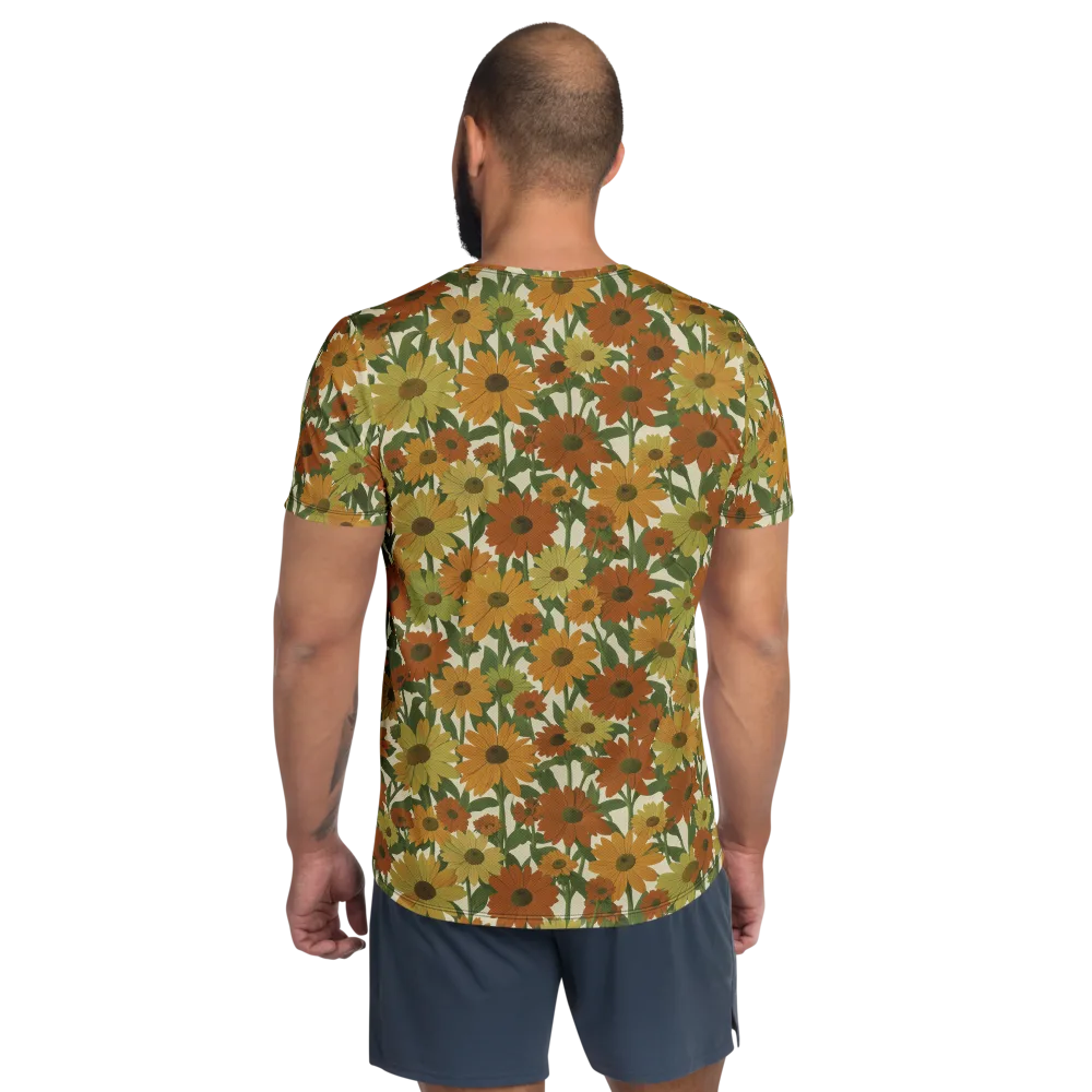 Autumn Sunflower Symphony on Men's Athletic T-Shirt — Back