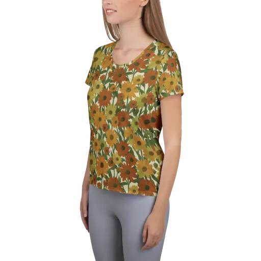Autumn Sunflower Symphony on a Women's Athletic T-Shirt