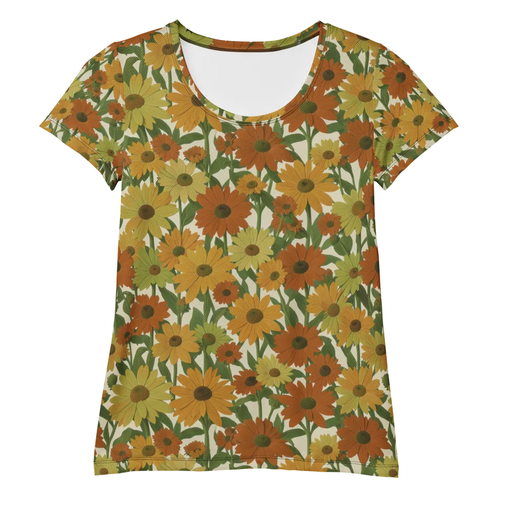 Autumn Sunflower Symphony on Women's Athletic T-Shirt — Front