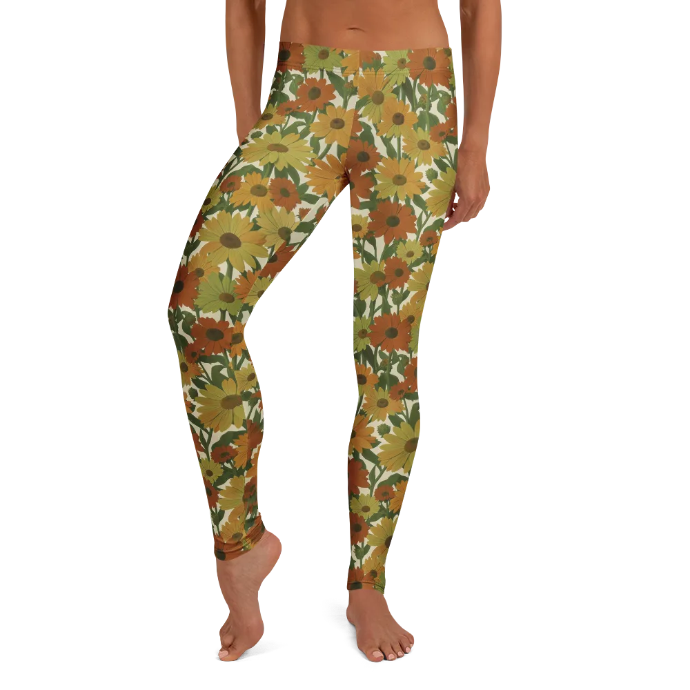 Autumn Sunflower Symphony on Leggings — Front