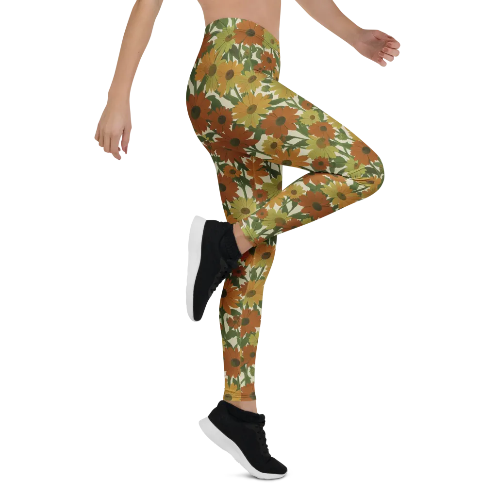 Autumn Sunflower Symphony on Leggings — Right