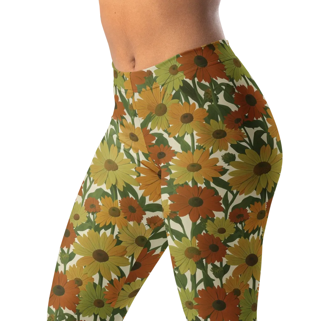 Autumn Sunflower Symphony on Leggings — Left Front