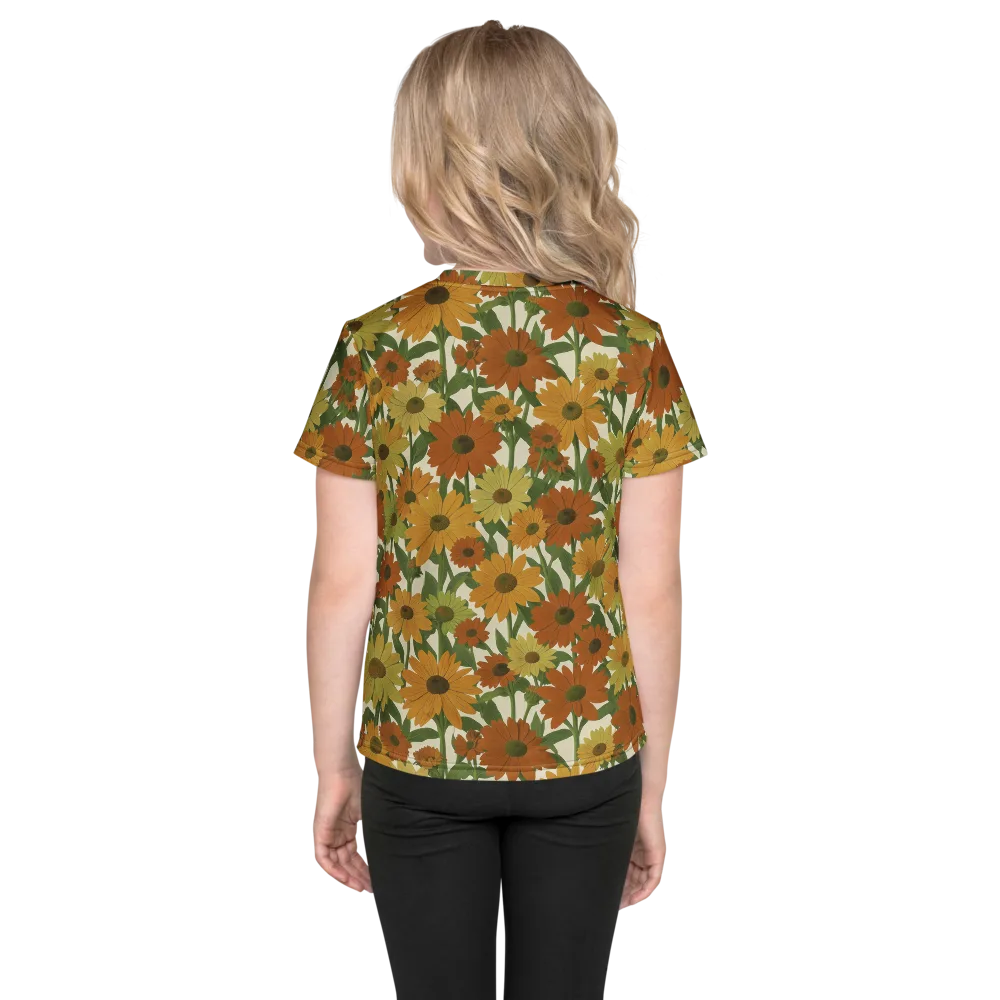 Autumn Sunflower Symphony on Kids Crew Neck T-Shirt — Back