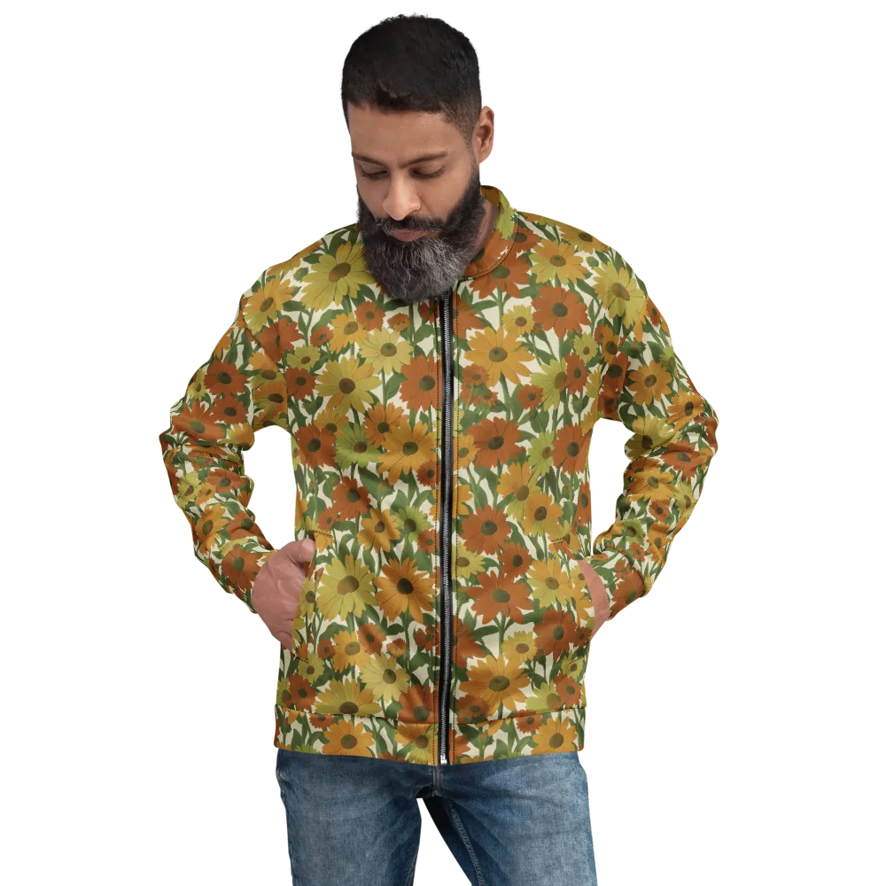 Autumn Sunflower Symphony on Bomber Jacket — Front