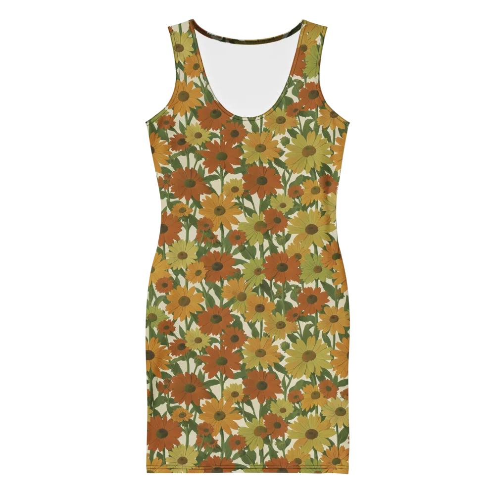 Autumn Sunflower Symphony on Bodycon Dress — Front