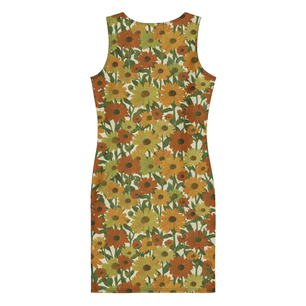 Autumn Sunflower Symphony on Bodycon Dress — Back