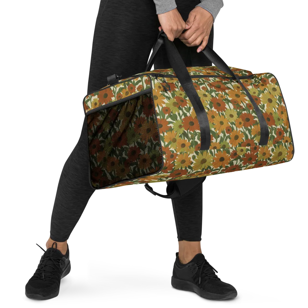 Autumn Sunflower Symphony on Duffle Bag — Right Front