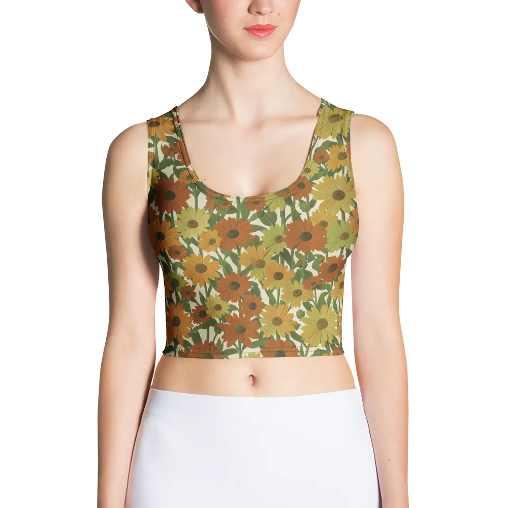Autumn Sunflower Symphony on Crop Top — Front