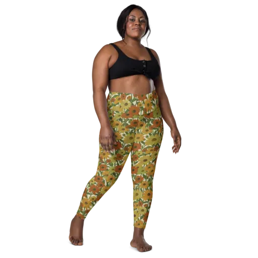 Autumn Sunflower Symphony on a Leggings with Pockets