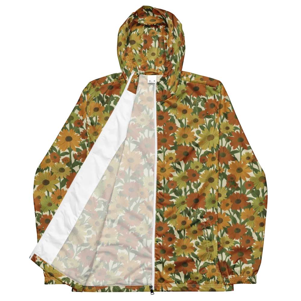 Autumn Sunflower Symphony on Men's Windbreaker — Front