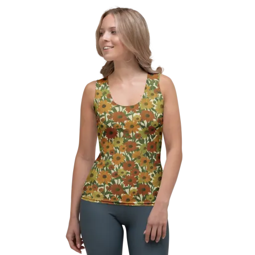 Autumn Sunflower Symphony on a Women's Tank Top