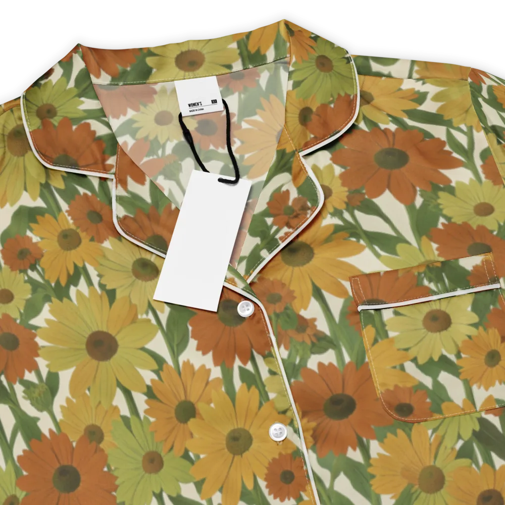 Autumn Sunflower Symphony on Women's Short Sleeve Pajama Top — Product details