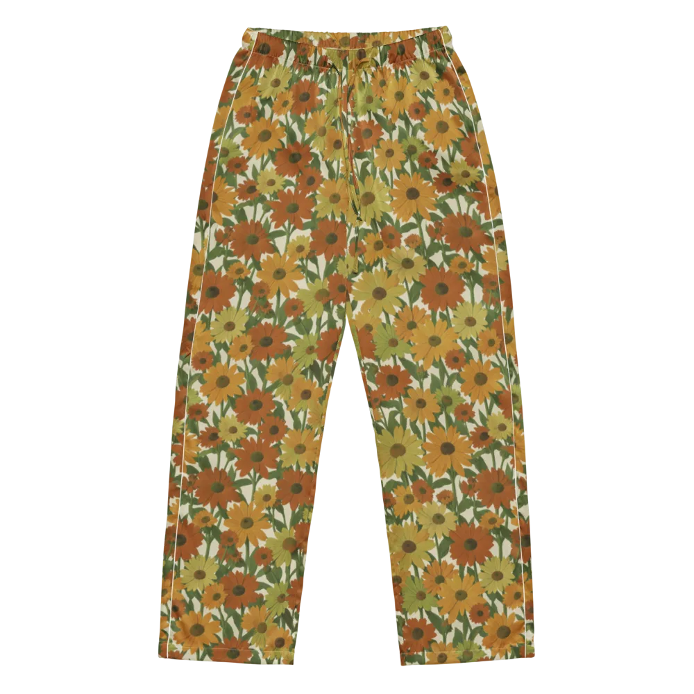 Autumn Sunflower Symphony on Women's Pajama Pants — Front