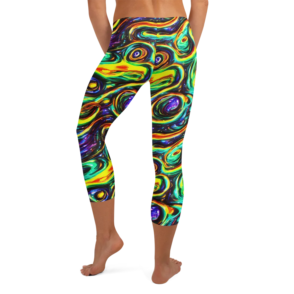 Warped Aurora on Capri Leggings — Back