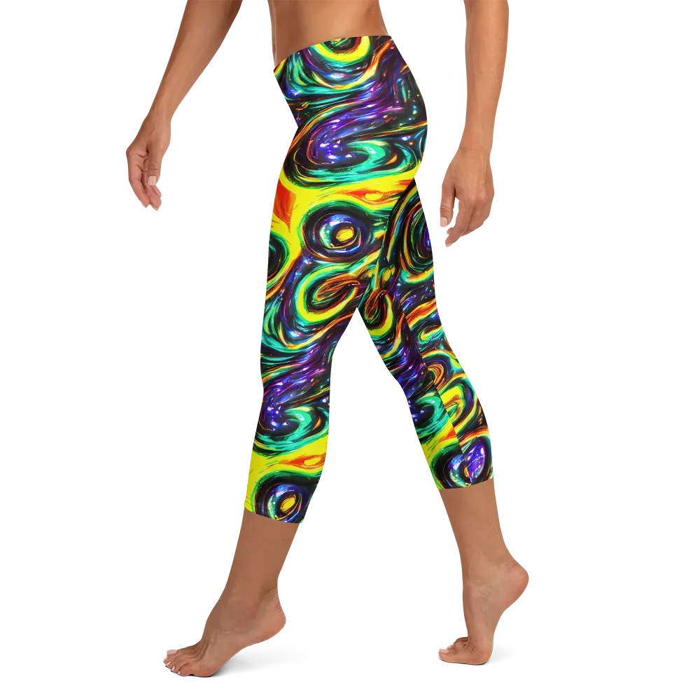 Warped Aurora on Capri Leggings — Left