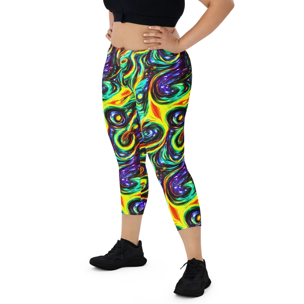 Warped Aurora on Capri Leggings — Front