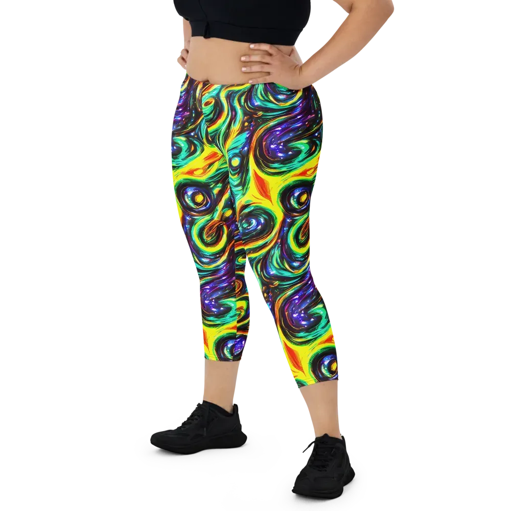 Warped Aurora on Capri Leggings — Front