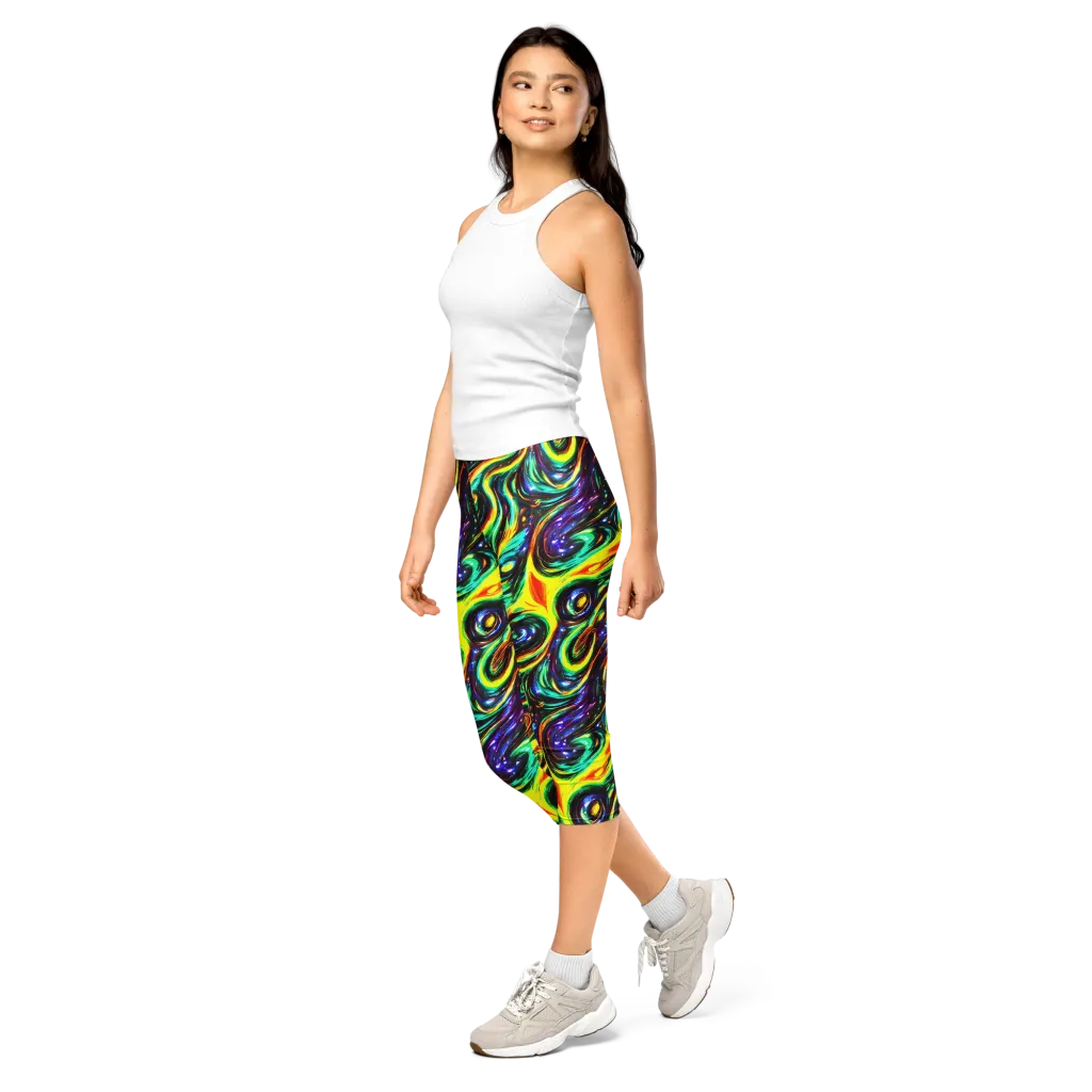 Warped Aurora on Capri Leggings — Left Front