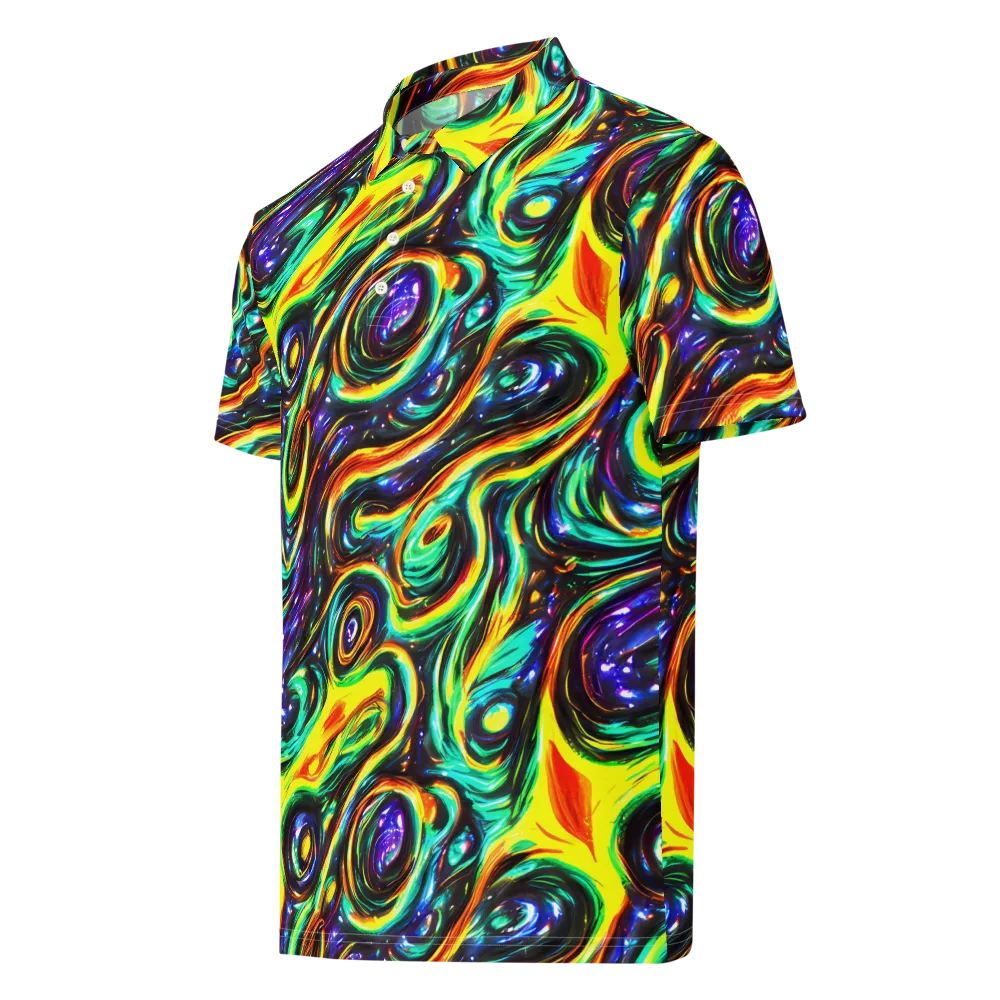 Warped Aurora on Men's Slim Fit Polo Shirt — Left Front