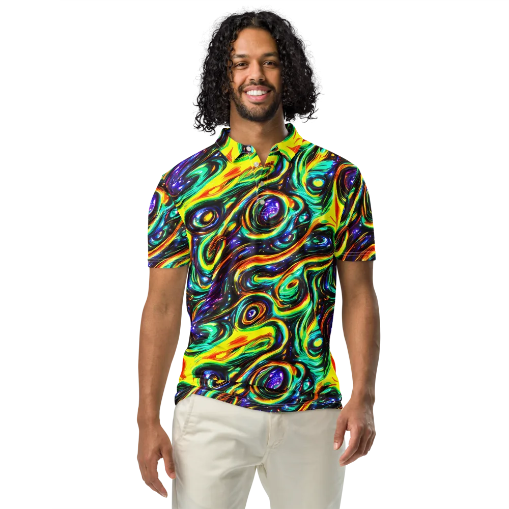 Warped Aurora on Men's Slim Fit Polo Shirt — Front