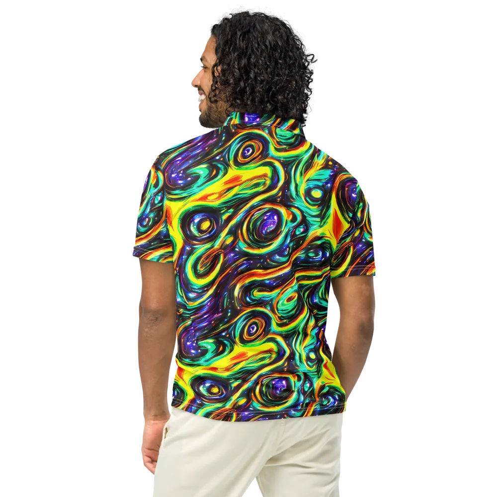 Warped Aurora on Men's Slim Fit Polo Shirt — Back