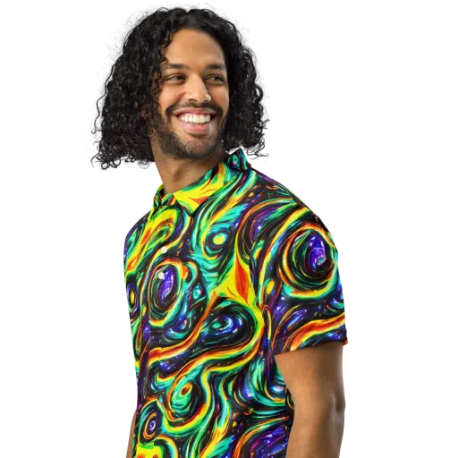 Warped Aurora on a Men's Slim Fit Polo Shirt