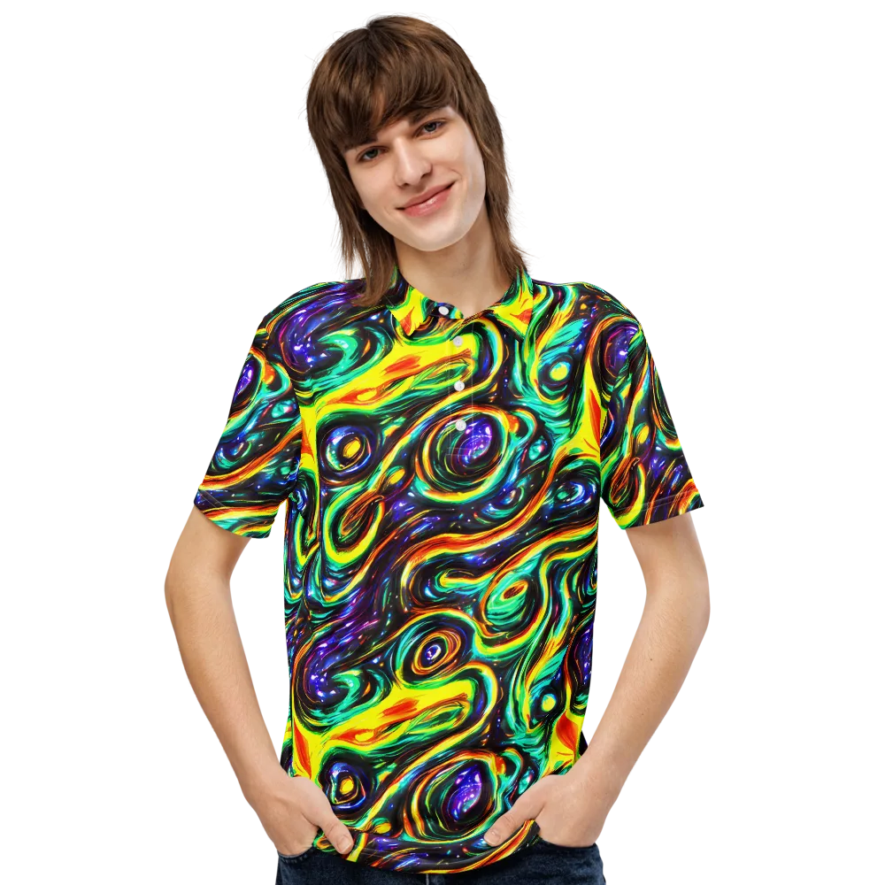Warped Aurora on Men's Slim Fit Polo Shirt — Front