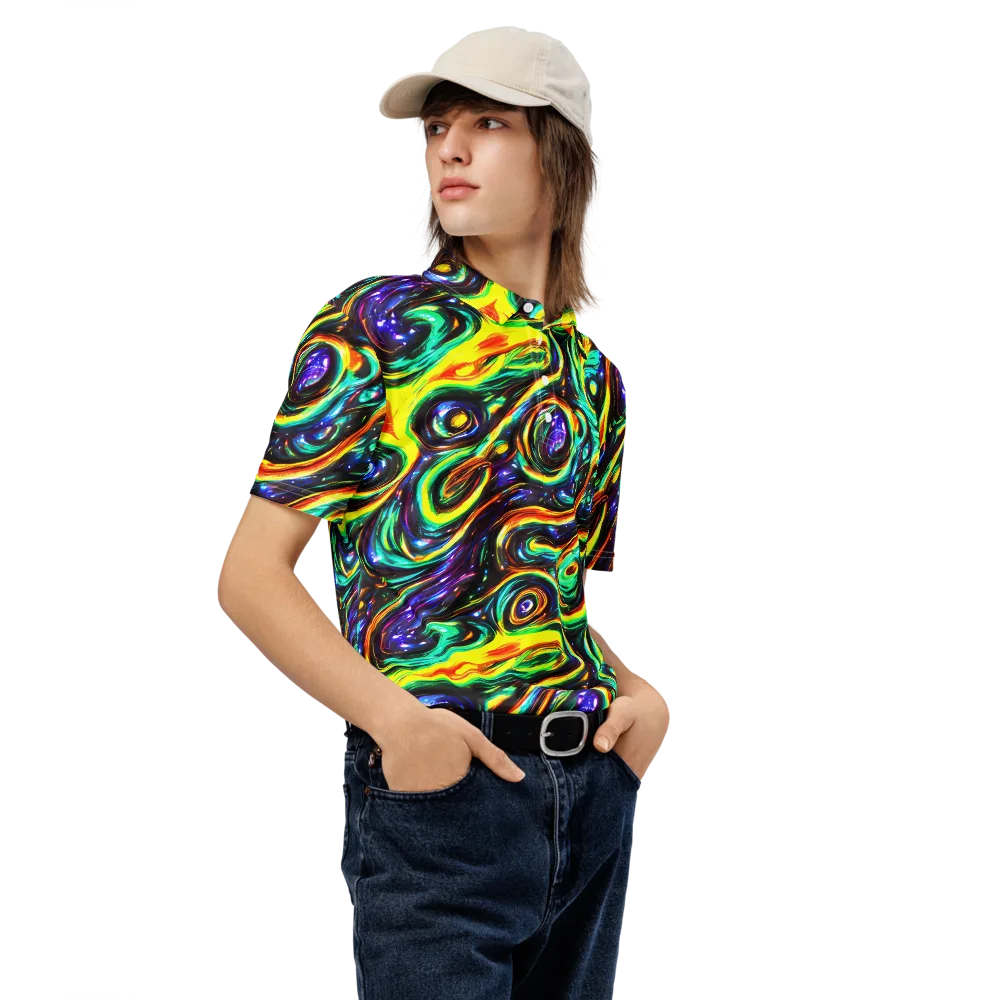 Warped Aurora on Men's Slim Fit Polo Shirt — Right Front