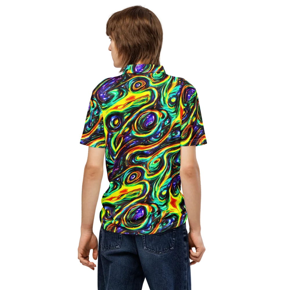 Warped Aurora on Men's Slim Fit Polo Shirt — Back