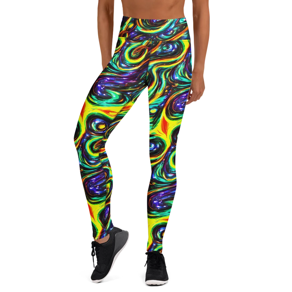 Warped Aurora on Yoga Leggings — Front