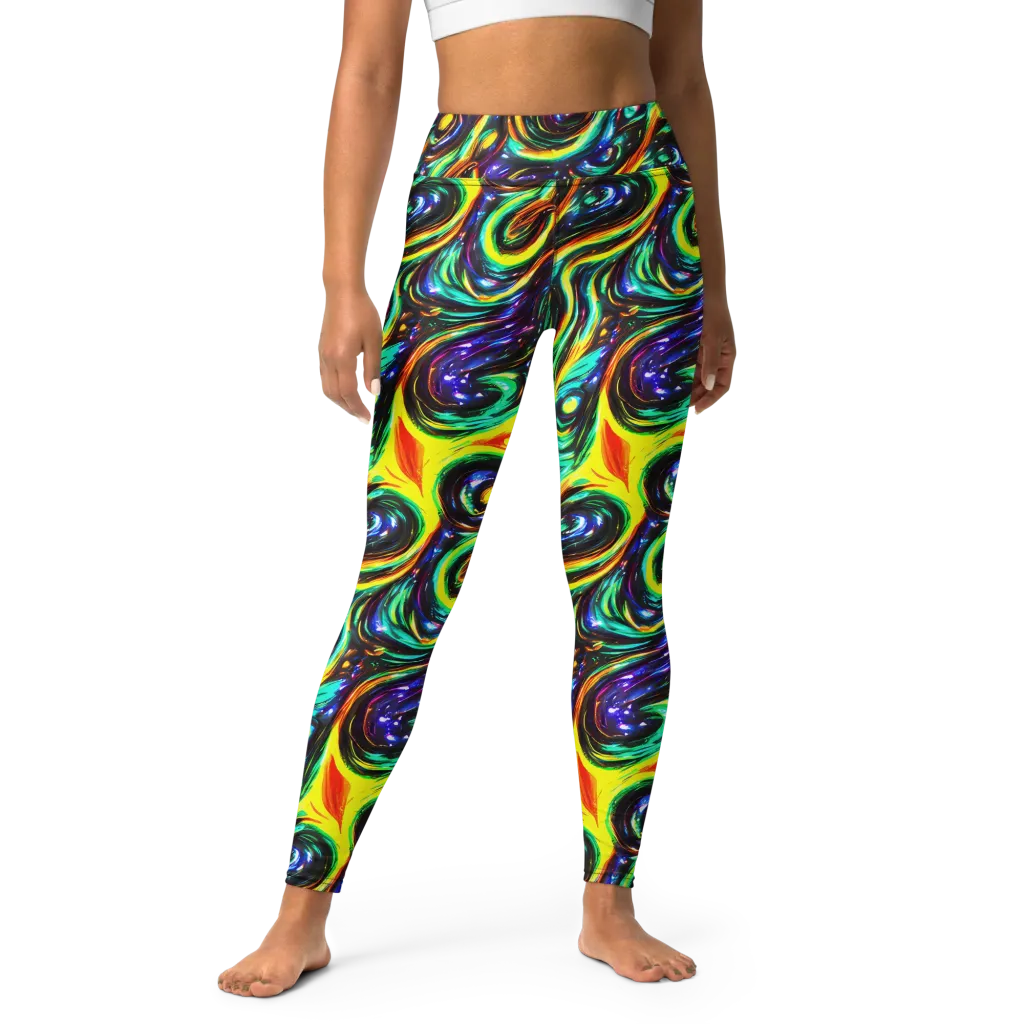 Warped Aurora on Yoga Leggings — Front