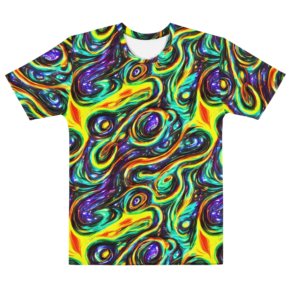 Warped Aurora on Men's Cotton Crew Neck T-Shirt — Front