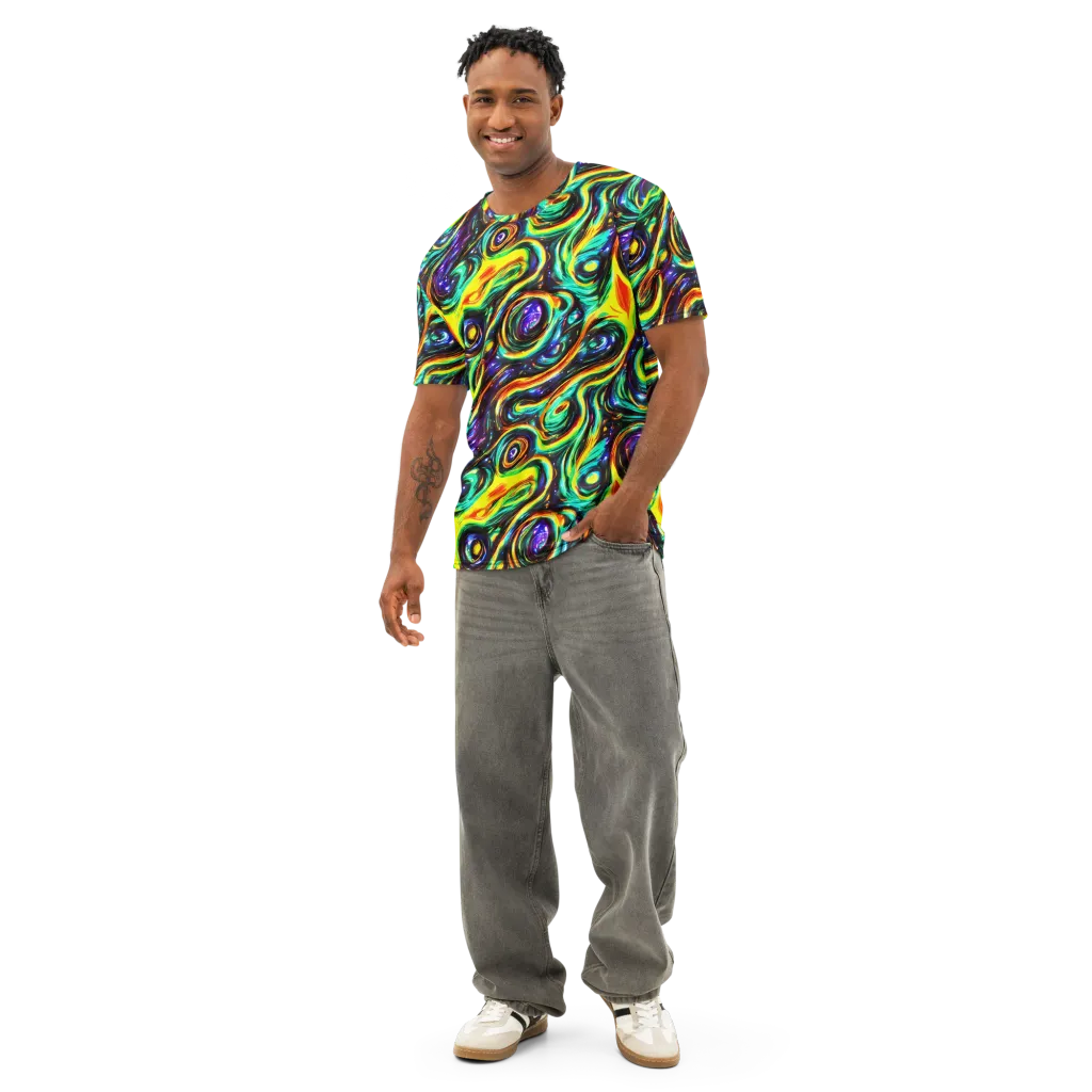 Warped Aurora on Men's Cotton Crew Neck T-Shirt — Front