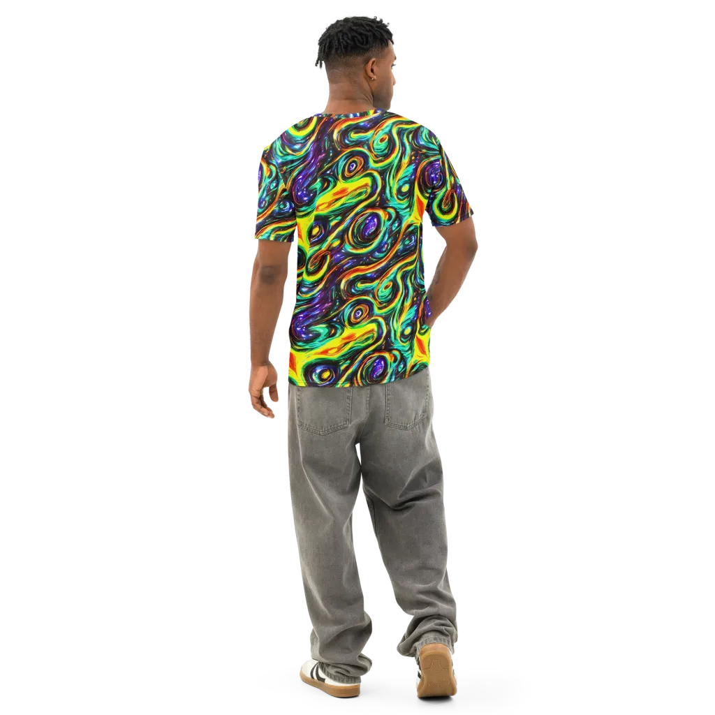 Warped Aurora on Men's Cotton Crew Neck T-Shirt — Back