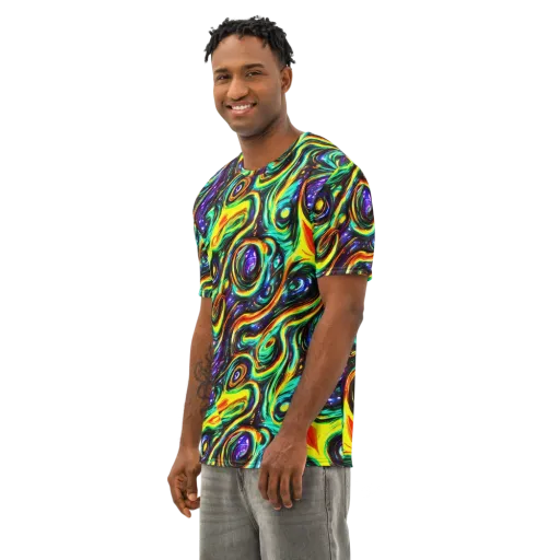 Warped Aurora on a Men's Cotton Crew Neck T-Shirt