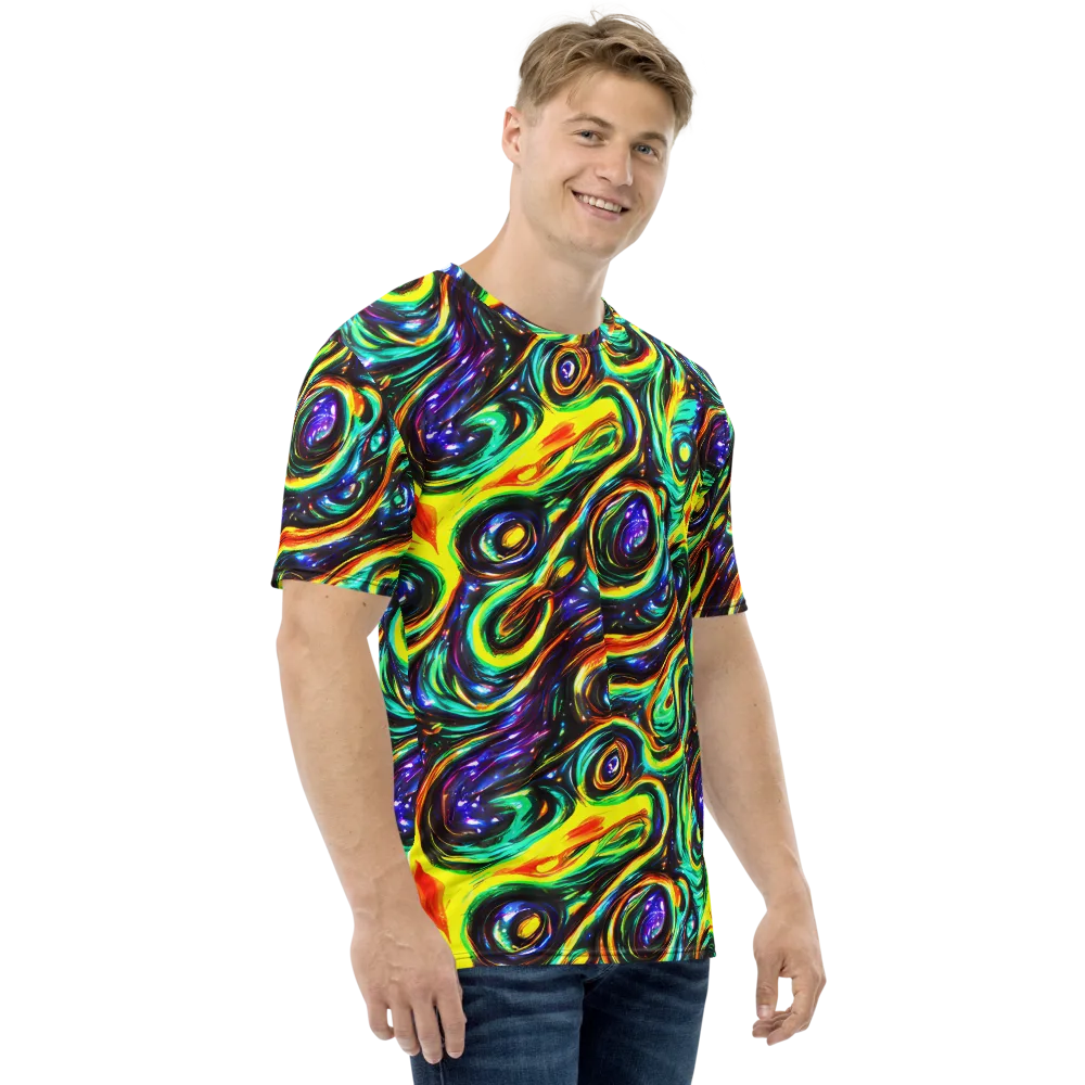 Warped Aurora on Men's Crew Neck T-Shirt — Right