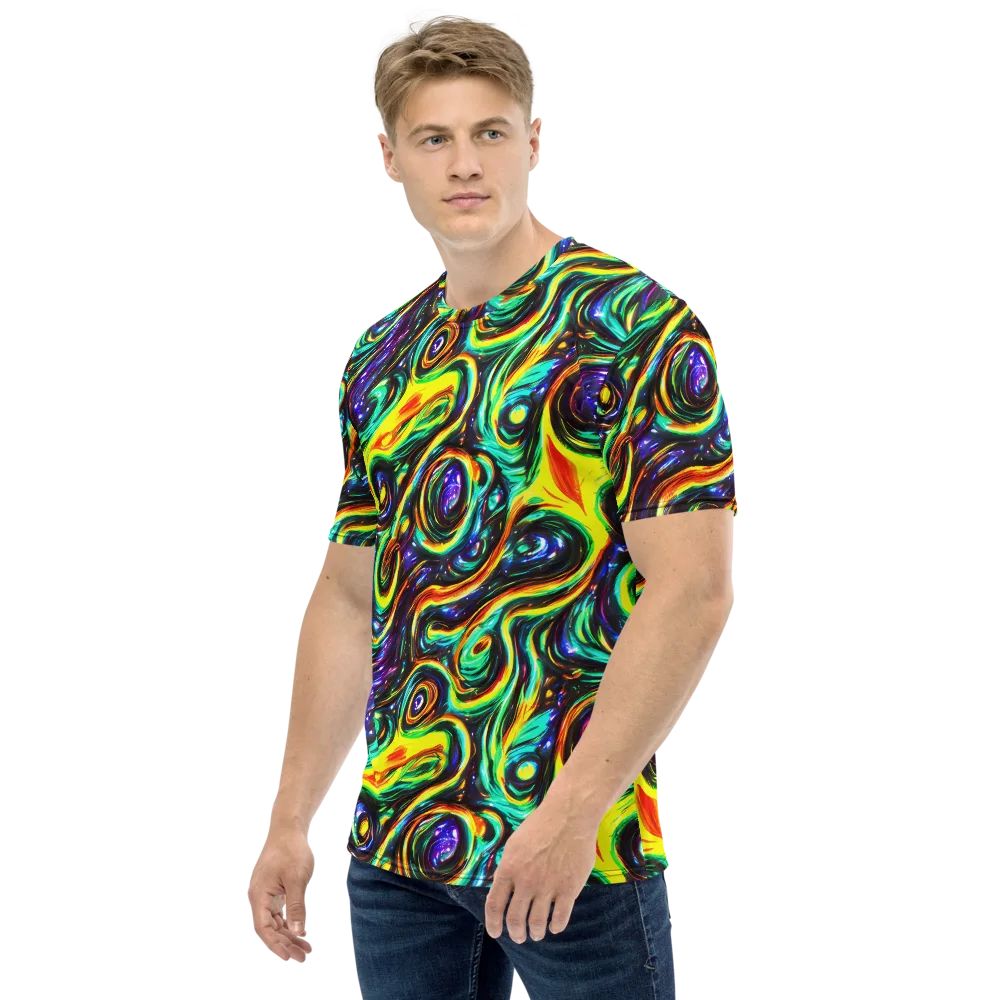 Warped Aurora on Men's Crew Neck T-Shirt — Left