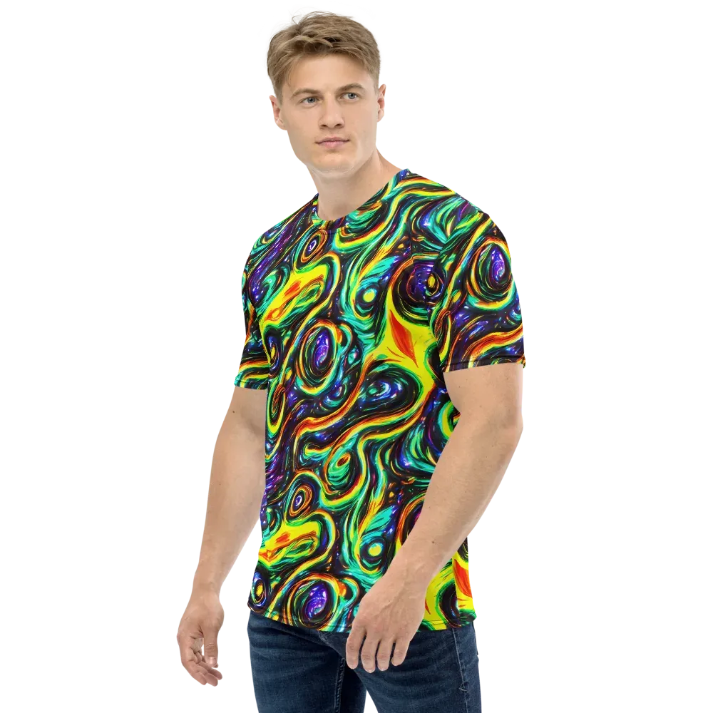 Warped Aurora on Men's Crew Neck T-Shirt — Left