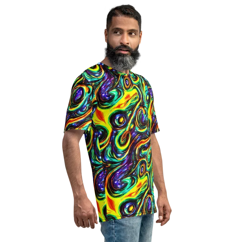 Warped Aurora on Men's Crew Neck T-Shirt — Right