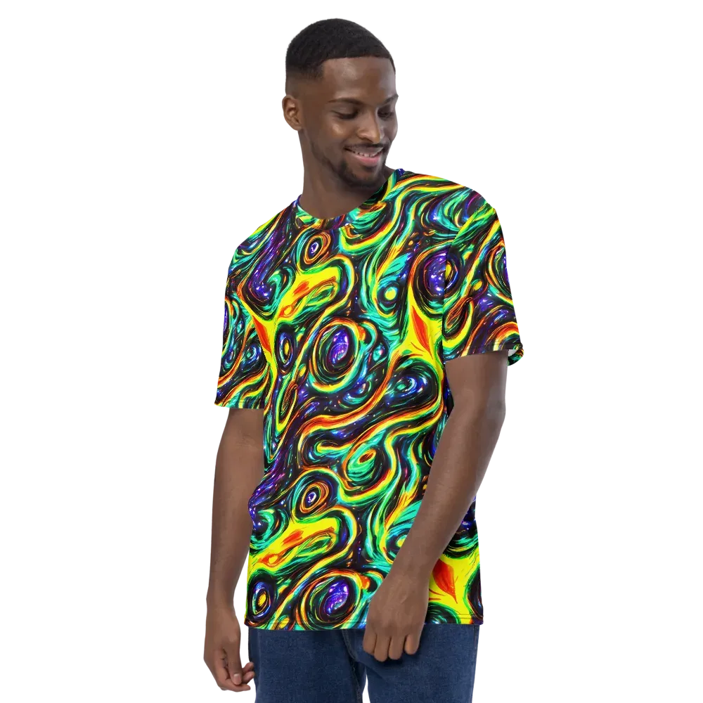 Warped Aurora on Men's Crew Neck T-Shirt — Left