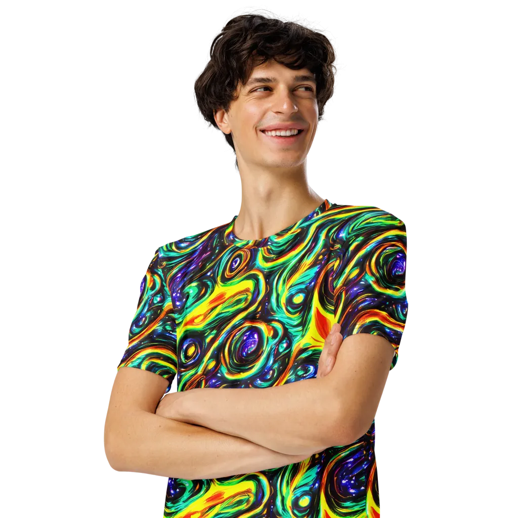 Warped Aurora on Men's Crew Neck T-Shirt — Left Front