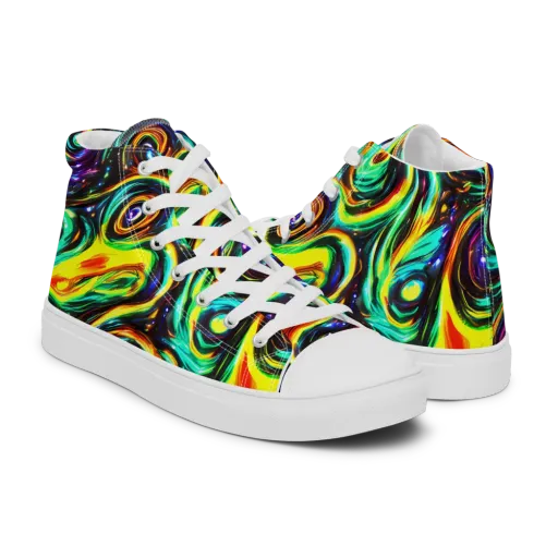 Warped Aurora on a Men's High Top Canvas Shoes
