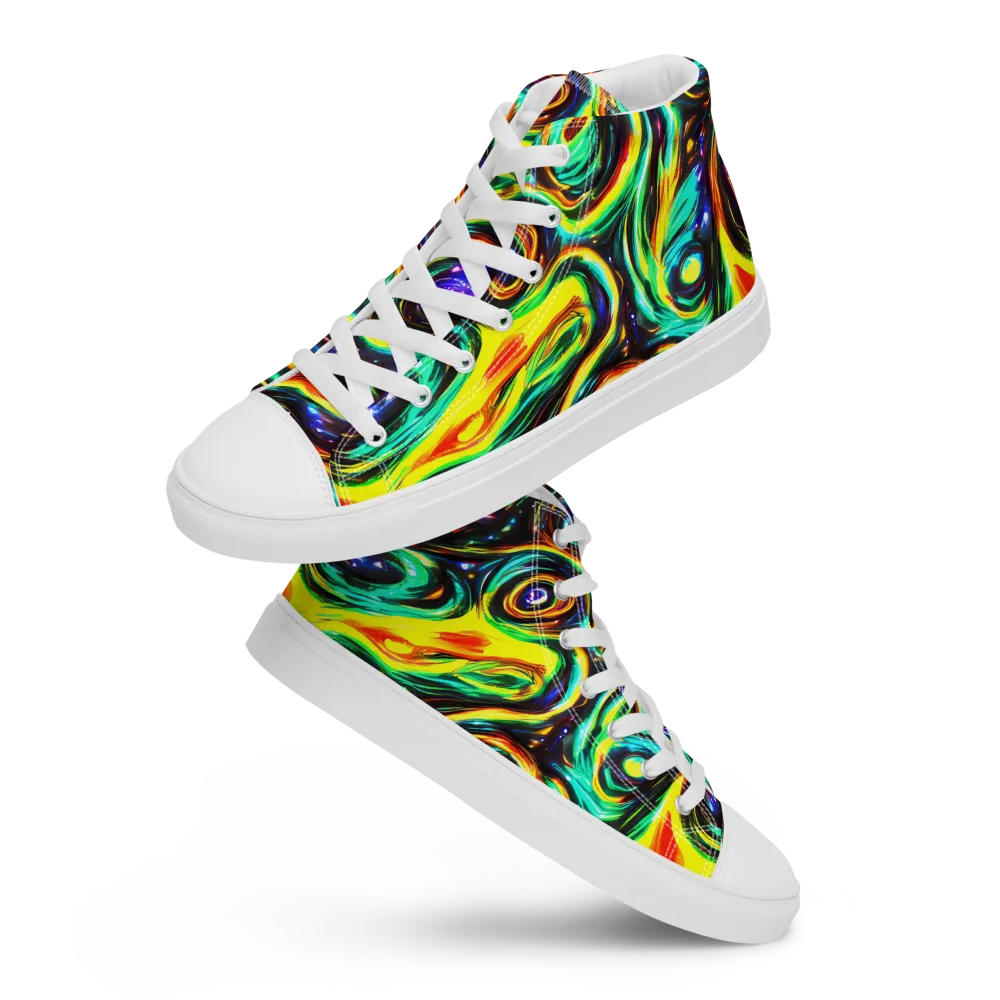 Warped Aurora on Men's High Top Canvas Shoes — Front