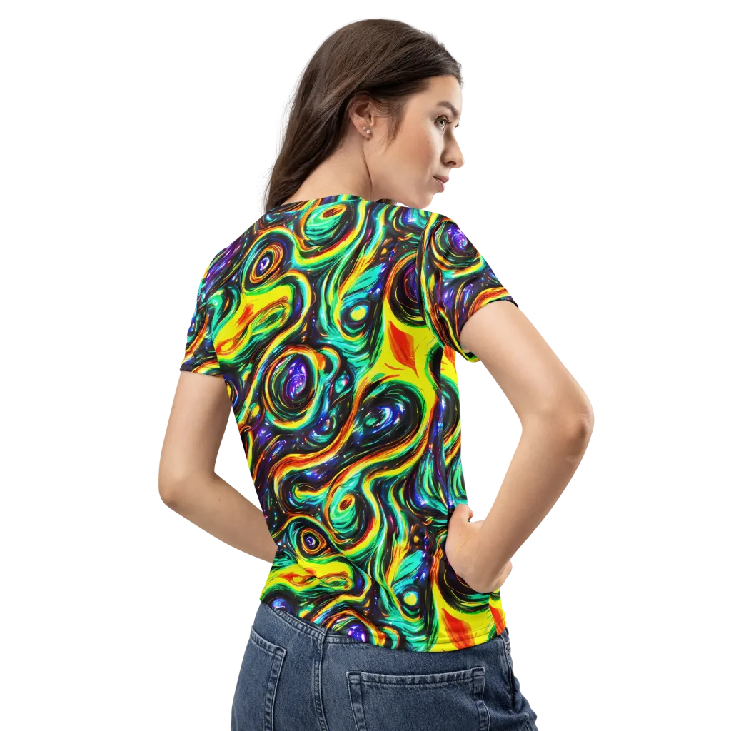 Warped Aurora on Women's Crew Neck T-Shirt — Back