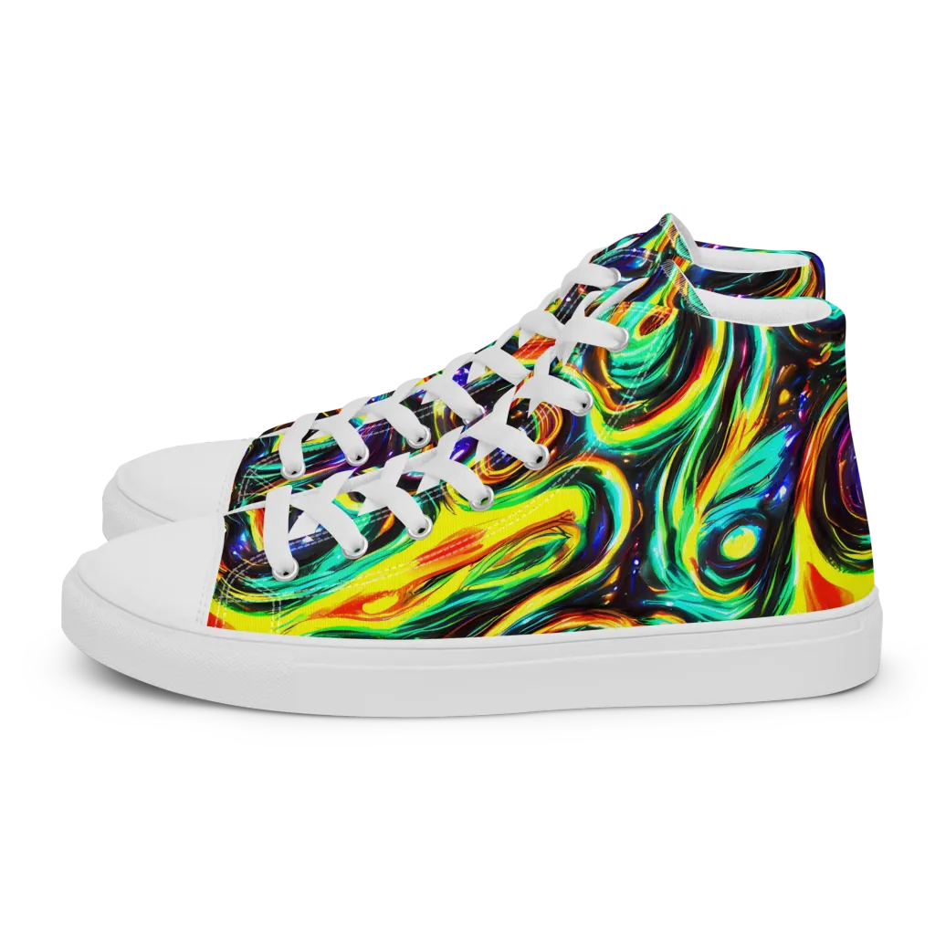 Warped Aurora on Women's High Top Canvas Shoes — Left
